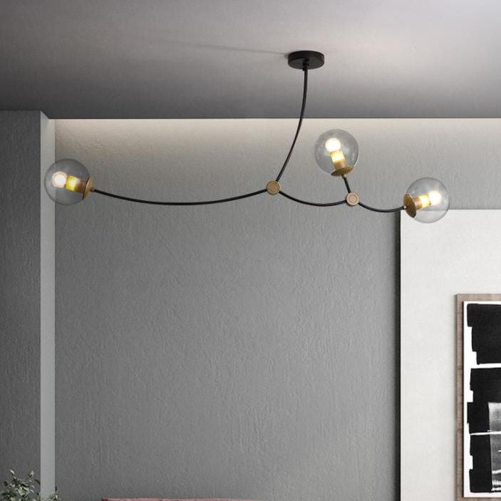 Illuminazione a sospensione molecolare oro nero luce in metallo minimalista con tonalità in vetro a sfera
