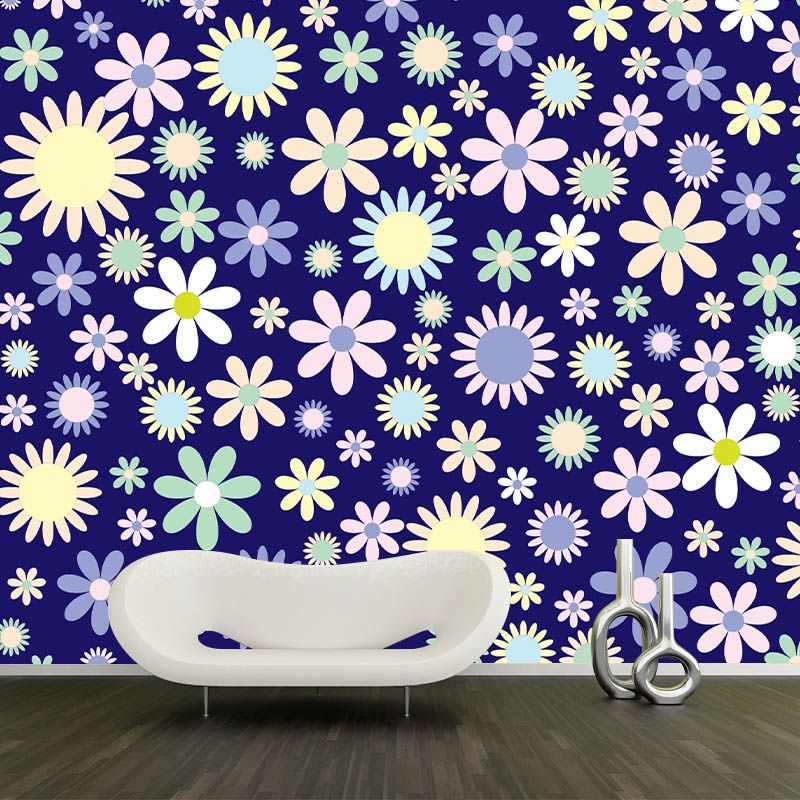 Flower Pattern Mildew Horizontalt Illustration Wall Mural for Living Room