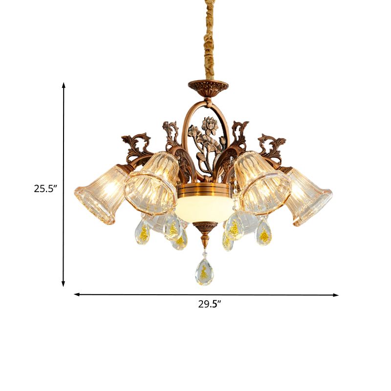 Bell eetkamer kroonluchter traditionele kristal 6/8 bollen bronzen gesuspendeerde verlichtingsarmatuur