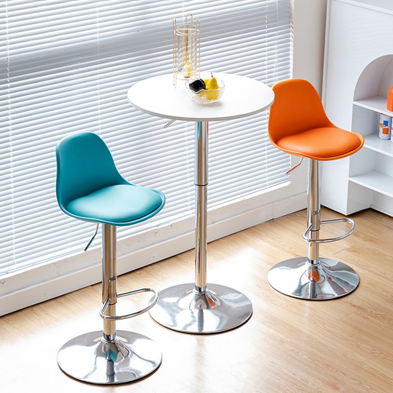 Scandinavian Adjustable Height Counter Stools Metal Leather Swivel Low Back Bar Stools