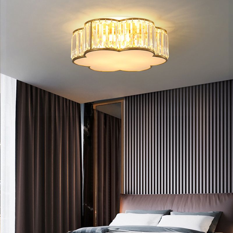 Plafonnier en laiton et cristal de Style rétro colonial, montage encastré en cuivre pour le salon