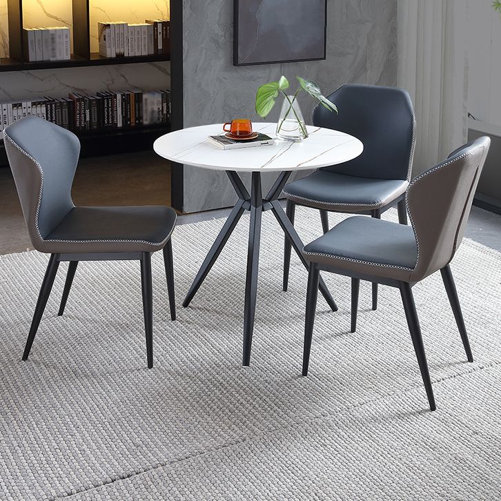 Traditional Luxury Style Dining Table Round Sintered Stone Table with Metal