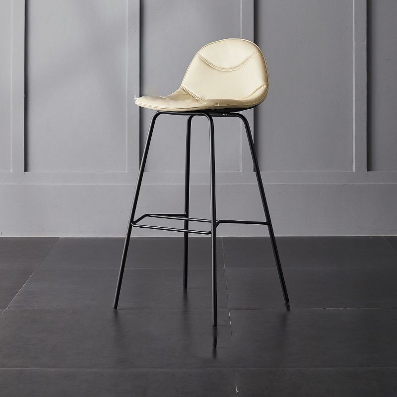 Living Room Matte Finish Leather Stool Scandinavian Footrest Barstool