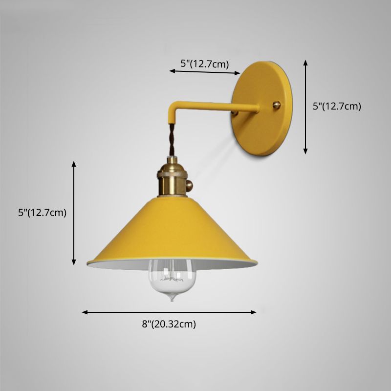 Illuminazione a parete cono cono in stile muro di metallo a montaggio per la camera da letto per camera da letto