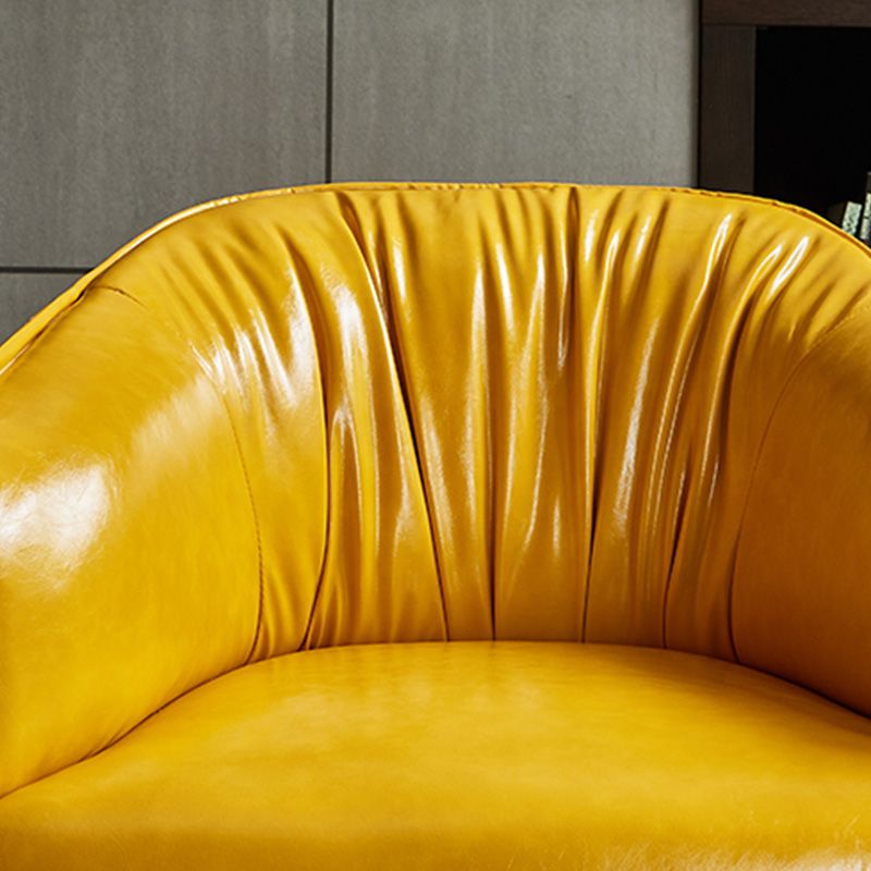 Solid Color Bedroom Leather Arms Included Round Arms Camel Back Barrel Chair