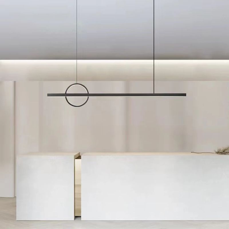 Minimalism Hanging Light Metal Island Light Fixture in Black for Dining Room
