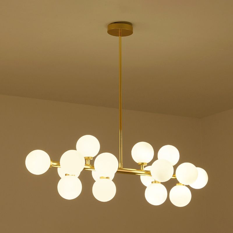 Molécula Dinning Room Illumining Defecture Glass Nordic Island Chandelier Light in White