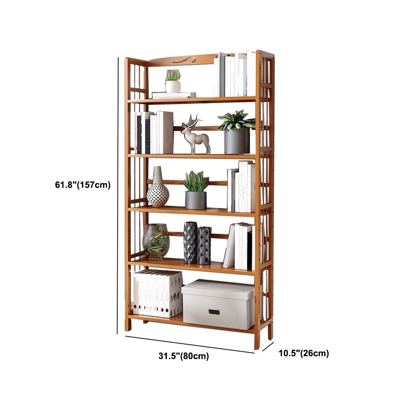 Modern Vertical Bamboo Shelf Etagere Espresso Shelf Bookcase for Bedroom