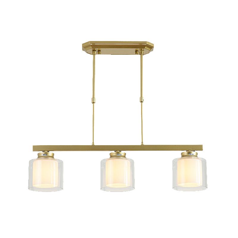 Glass Cylinder Island Pendant Lighting Modern Multiple-Light Island Light Fixtures