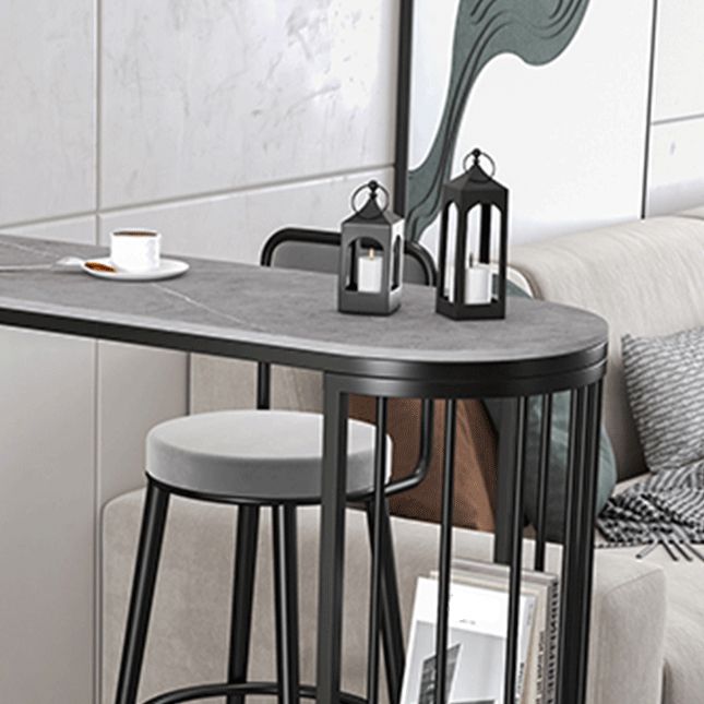Modern Sintered Stone Bistro Bar Table Metal Base Bar Table with Storage for Home