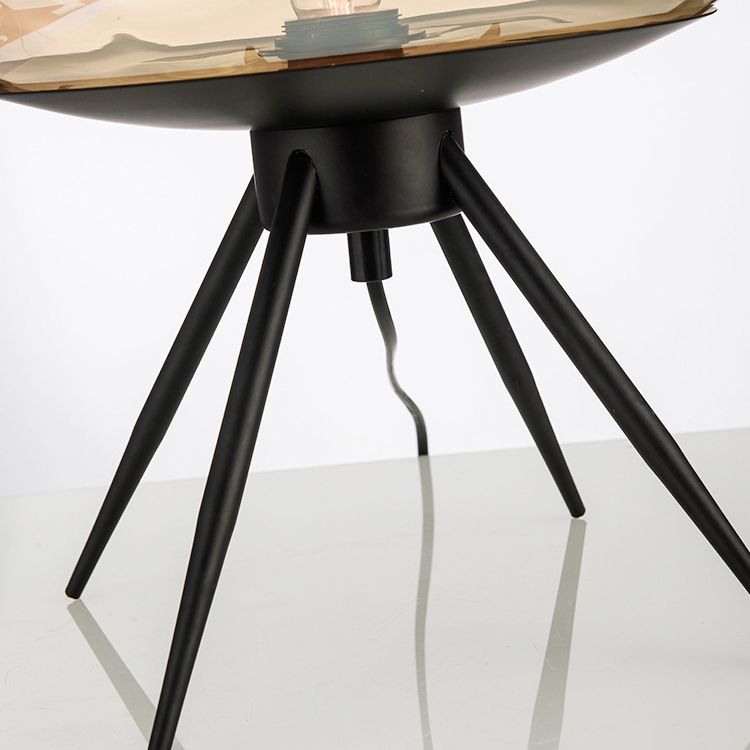 11.5" Wide Drum Glass Table Lamp Nordic Simplicity Style Nightstand Light with Black Metal Tripod Base