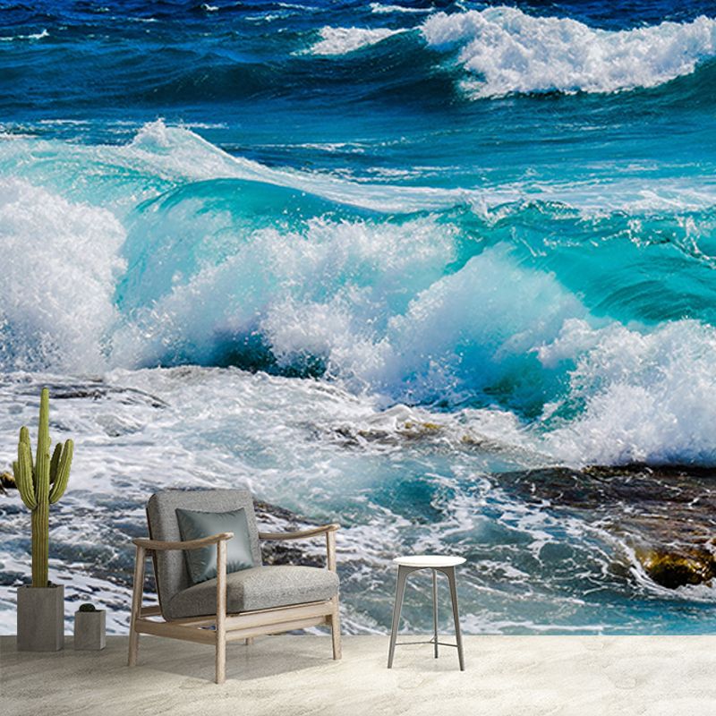 Environment Friendly Beautiful Sea Wallpaper Mildew Resistant Indoor Wall Mural