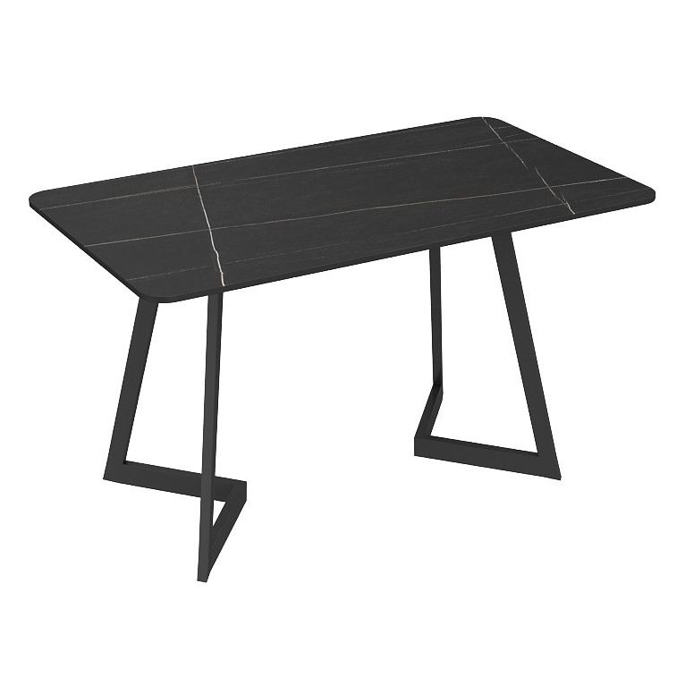 Table à manger rectangulaire industrielle en métal, Table en pierre frittée avec base luge