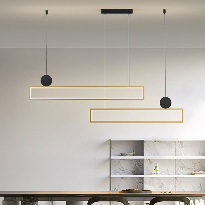 Rechteck Form Island Lichter moderne Metallinselbeleuchtung in Gold