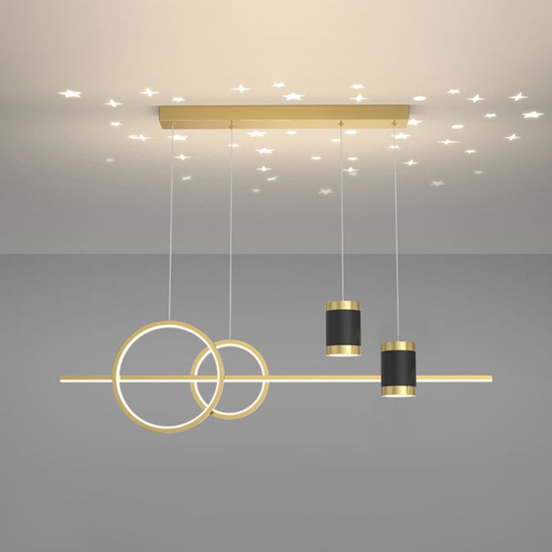 Modern Style Geometric Hanging Pendant Lights Metal 5 Light Pendant Light Fixtures