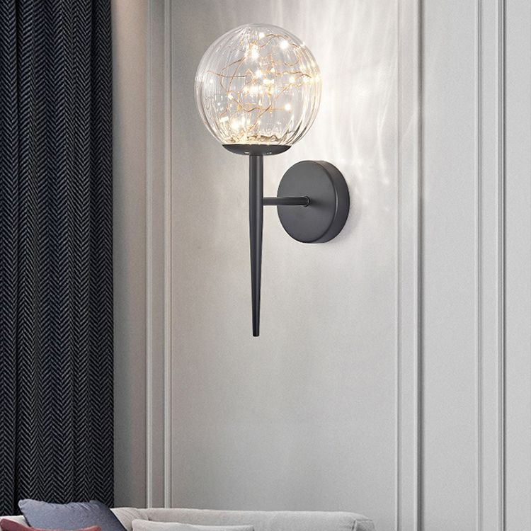 Noordse stijl eenvoud binnen wandlamp LED LICHT STRING GLASE BALL SCONCE Lichten met metalen lamppost