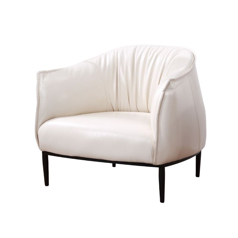 Solid Color Bedroom Leather Arms Included Round Arms Camel Back Barrel Chair