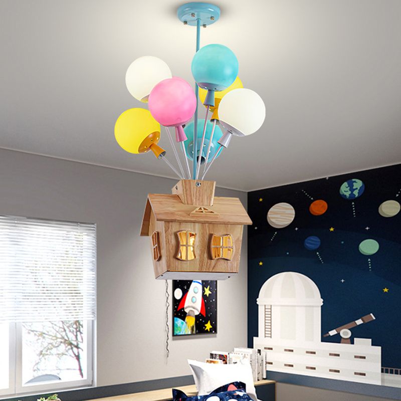 Contemporary Ceiling Lamp Colorful Glass Shade Flush Mount Light Fixture