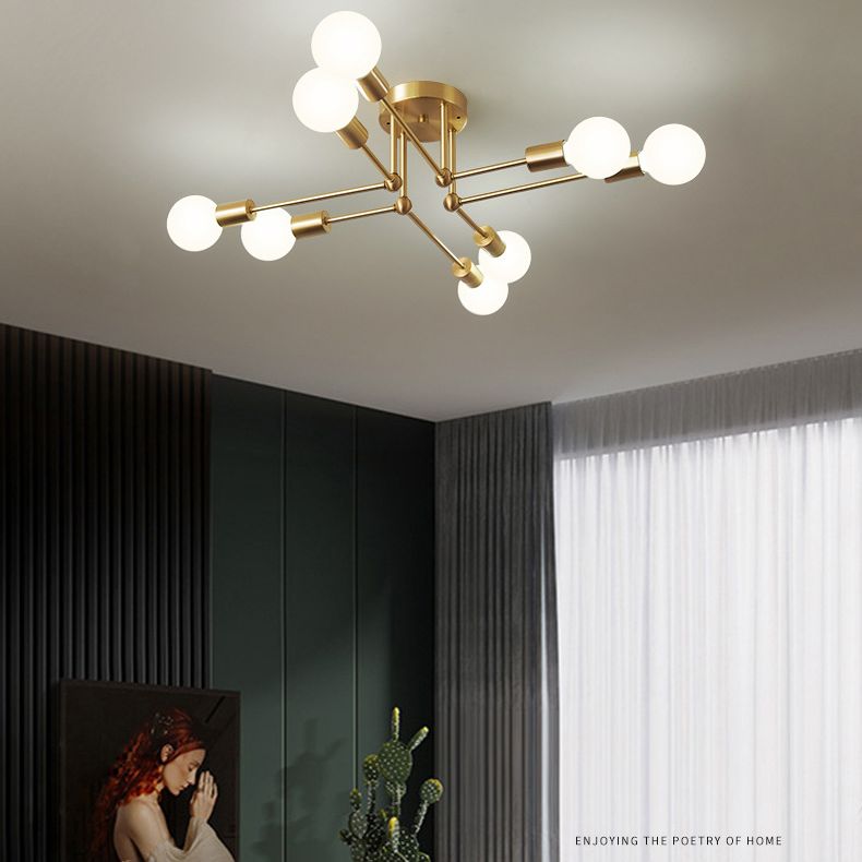 Luce del soffitto semi -filo in stile industriale Minimalista Bulb Bulb Sputnik Metal Aiuto