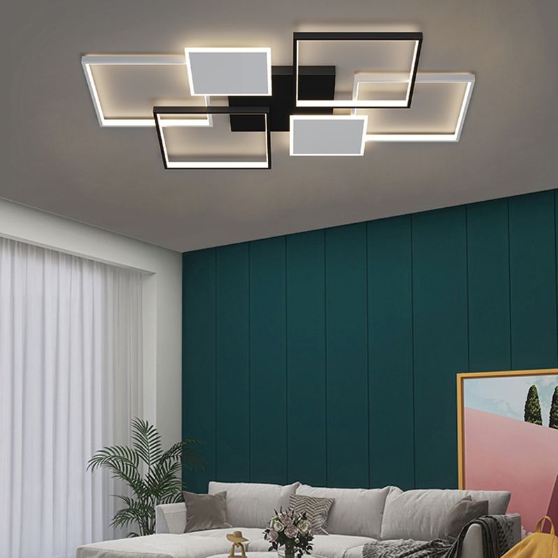 Plafonnier LED en aluminium minimaliste, plafonnier noir pour salon