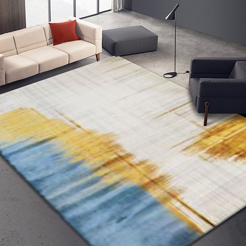 Light Blue Modern Carpet Polyester Graphic Carpet Washable Carpet for Drawing Room