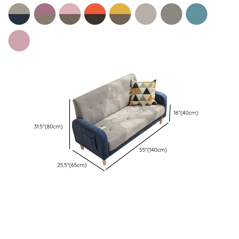 Wooden Velvet Sofa Contemporary Style Tufted Split-Back Seating