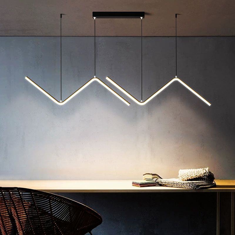 Lustres de lustre de l'île linéaire contemporaine Metal 2 Light Island Chandelier