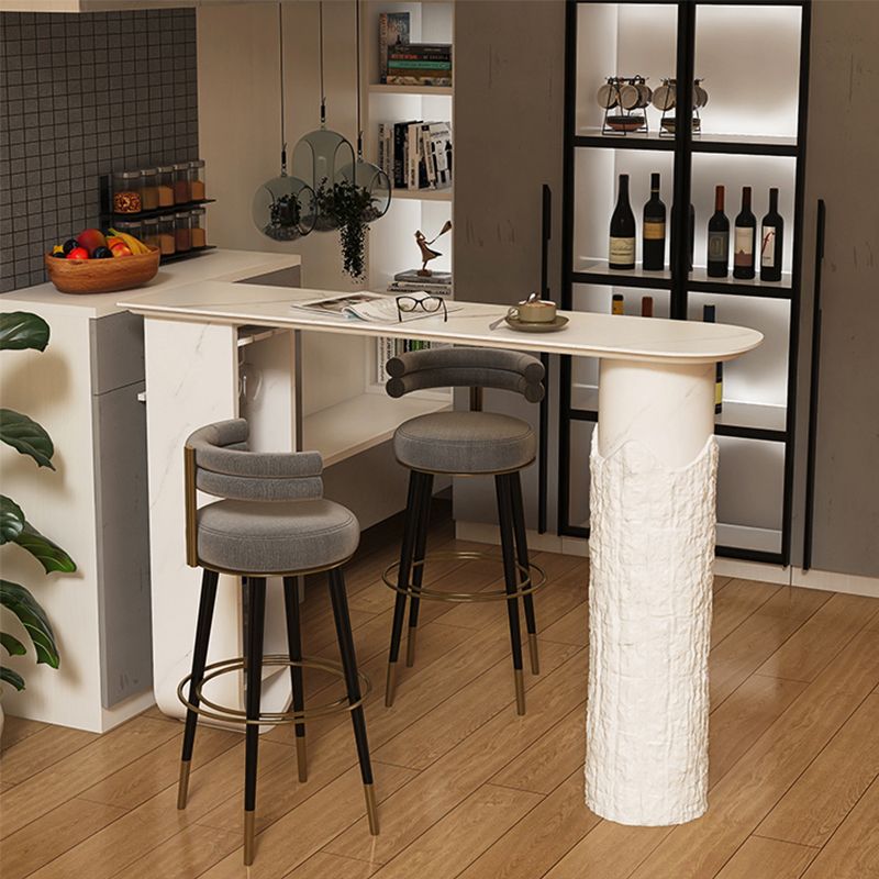 Modern Sintered Stone Bar Table White Specialty Bistro Table with Shelves