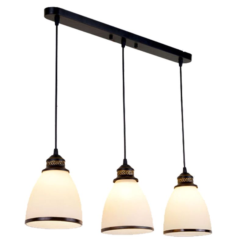 Minimalisme hanglampstamsel Witte kegel hangerverlichting met glazen schaduw