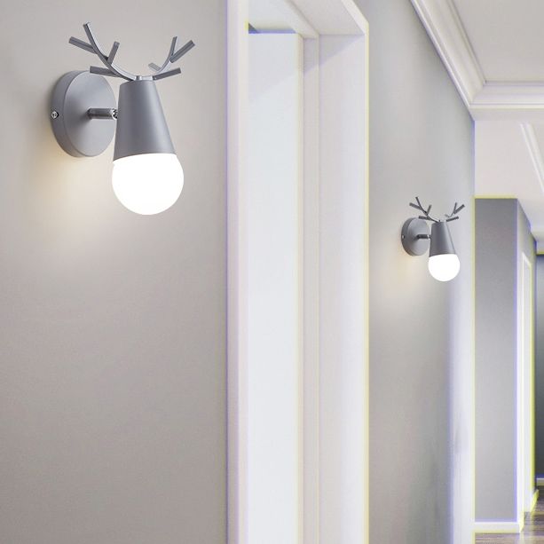 1 Light Metal Wall Sconce Light Simple Macaron Antler Wall Mount Lamp Fixture for Boy Girl Bedroom