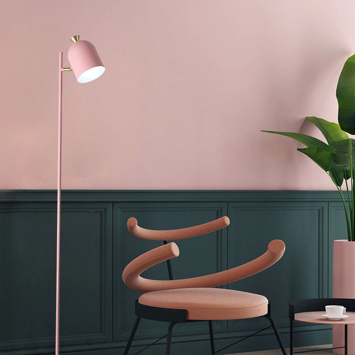 Längliche Kuppelboden stehende leichte Makkaron Metall 1-Bulb Wohnzimmersthoberlampe mit Drehzahl