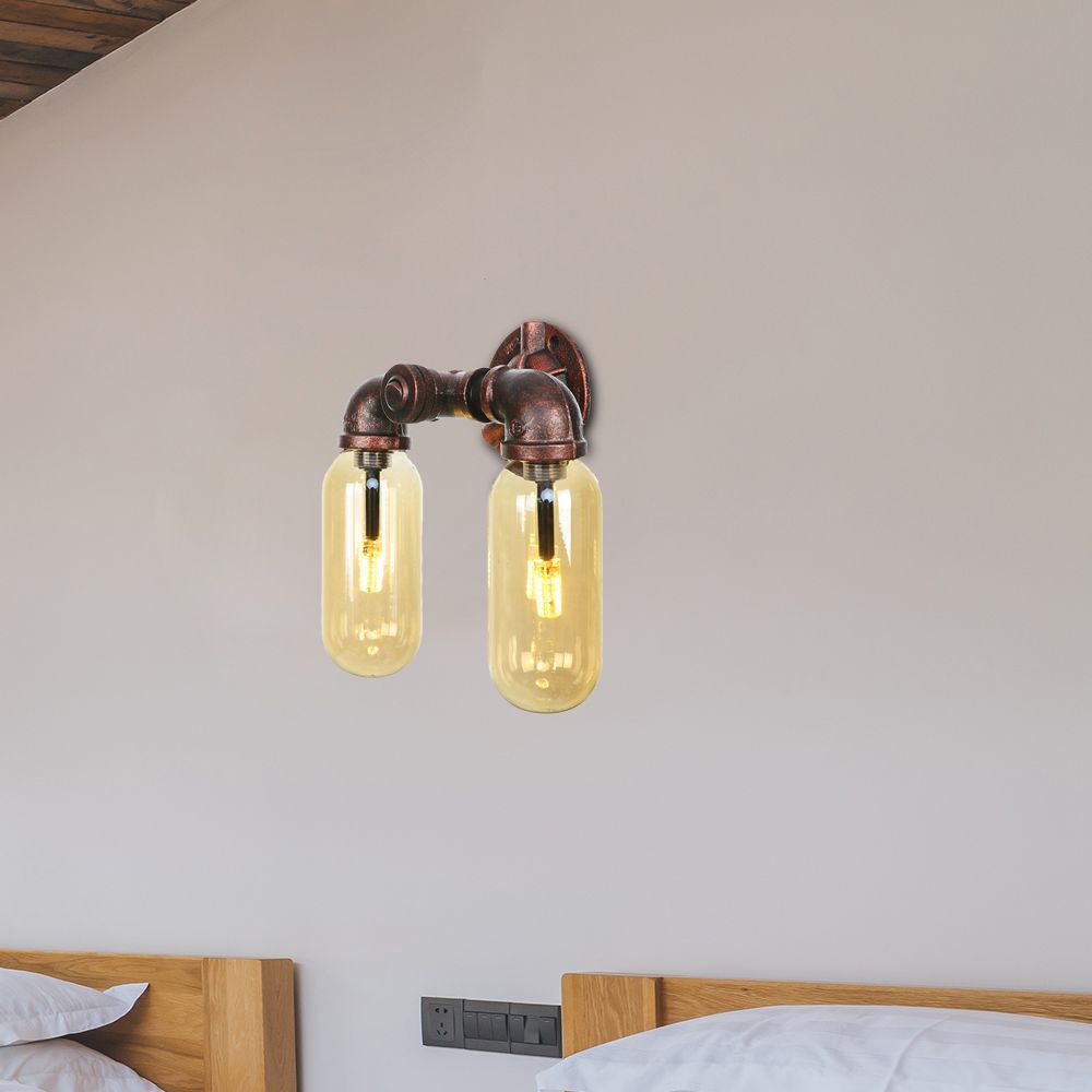 Metall verwitterte Kupferleuchte Lampenwasserrohr 2/4 Lichter Wohnzimmer LED -Wandhalterung Beleuchtung