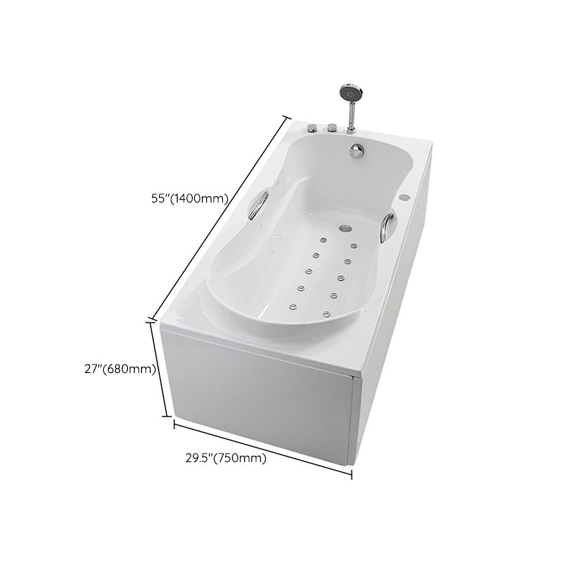 Modern Rectangular White Bathtub Back to Wall with Drain Bath Tub