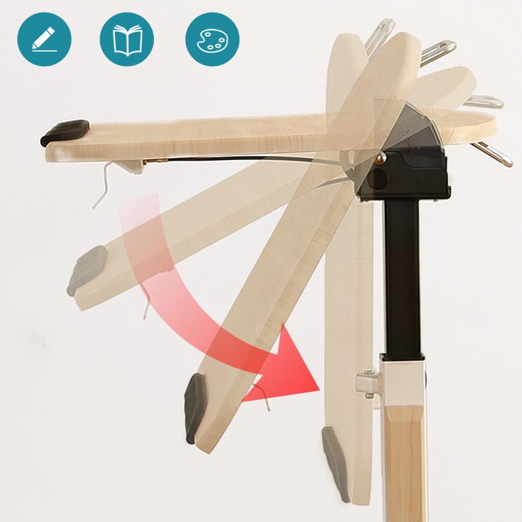 Contemporary Wooden Study Desk Multifunctional Lifting Desk with Metal Base