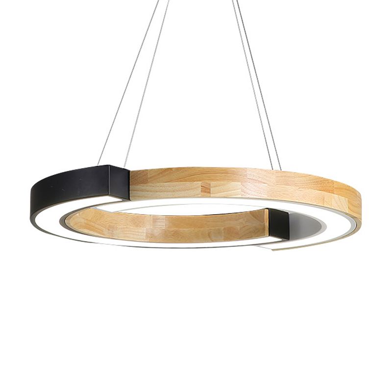 Lámpara de madera de estilo nórdico de anillo negro/negro de 15 "/19"