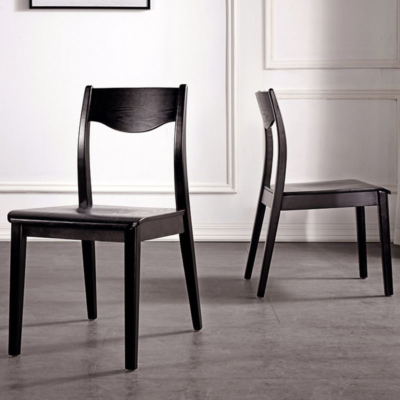 Solid Wood Side Chair Modern Black Indoor Dining Chair for Living Room
