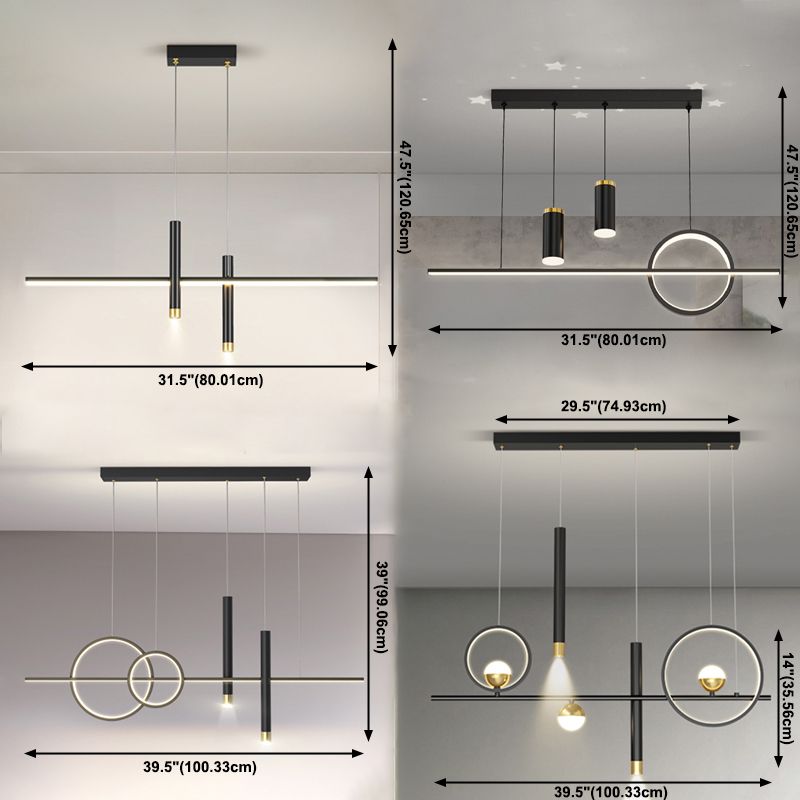 Modern Linear Island Chandelier Lights Metal Pendant Lighting Fixtures