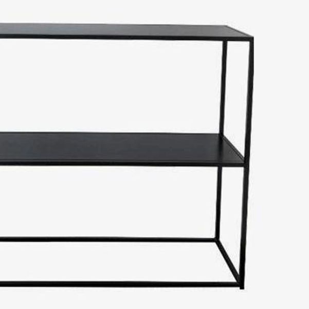 Contemporary Iron Console Sofa Table Rectangle Console Accent Table with Shelf for Hall