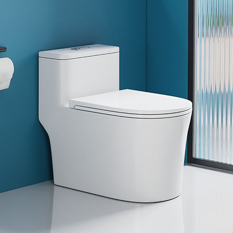 Glossy White Toilet with Glazed Surface Modern All-In-One Toilet Bowl