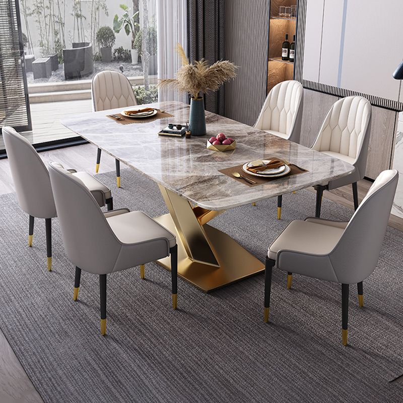 Glam Style Sintered Stone Dining Set Rectangle 1/4/5/7 Pieces Dining Set for Dining Areas