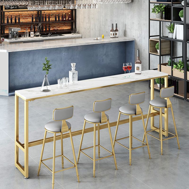 White Faux Marble Table Modern Style Bistro Bar Table for Living Room