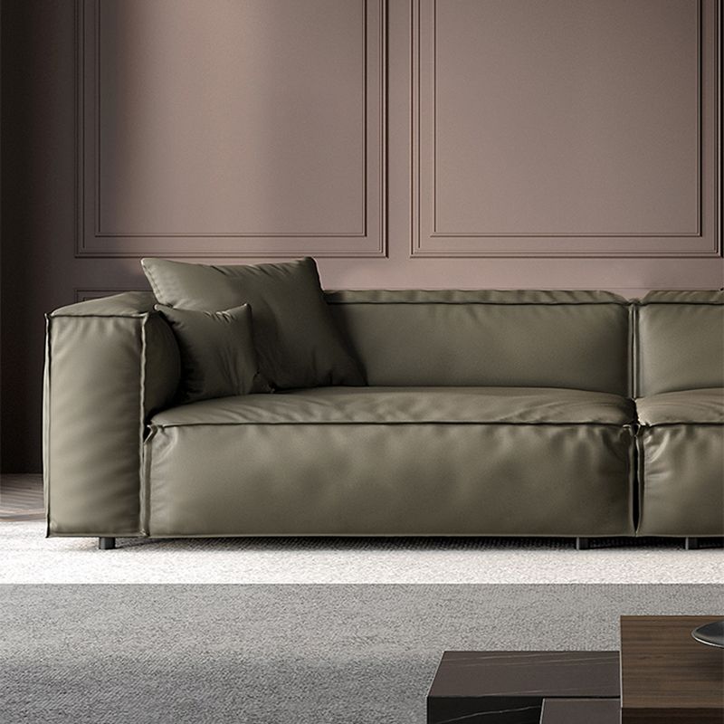 27" High Contemporary Square Arm Standard Sofa for Living Room, Forest Green
