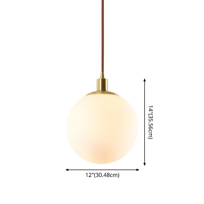 Gold 1 Light Pendant Lighting Fixtures Contemporary Glass Spherical Hanging Lights for Bedroom
