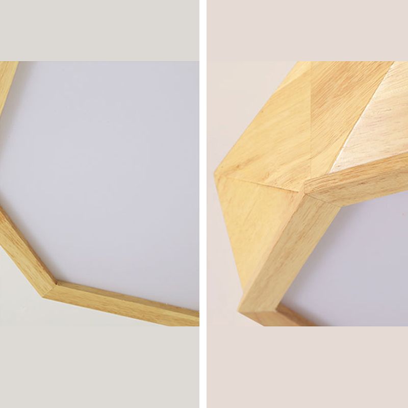 Holz Geometrische LED Deckenleuchte In Moderner Einfachheit Acryl Indoor Flush Mount in Log-Farbe