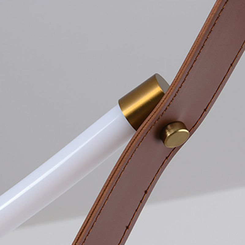 Modern Leather LED Hanging Pendant Lights in Brown for Dining Room