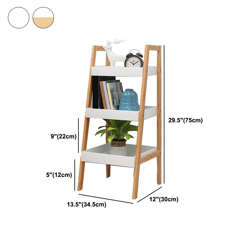 Simple Ladder Shelf Bookcase Modern Bamboo Bookshelf for Office Home