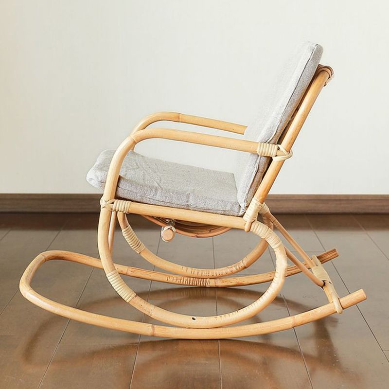 Modern Rocking Chair Wicker Removable Cushions Button-Tufted Rocker