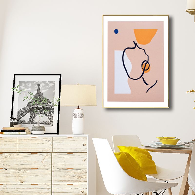 Minimalistischer abstrakter Figuren-Zeichnungs-Kunstdruck, pastellfarbene, strukturierte Wanddekoration für Zuhause