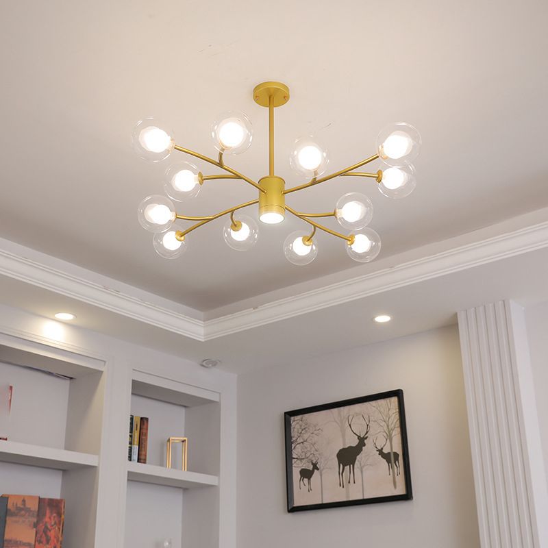 Spherical Shape Chandelier Light Modern Style Glass 1 Light Hanging Lamp for Dining Room