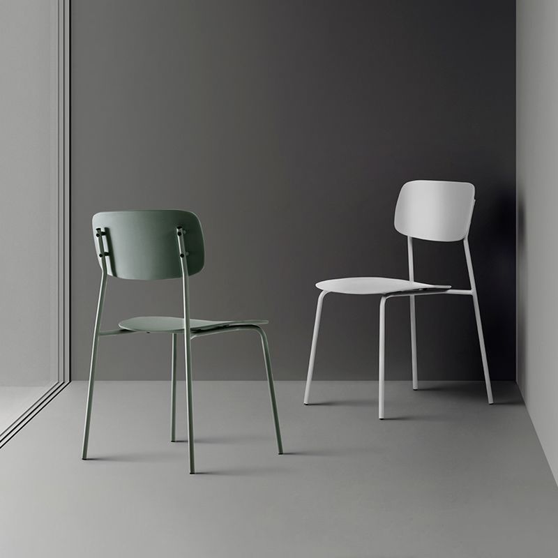 Industrial Dining Armless Chairs Plastic Open Back Side Chair with Metal Legs